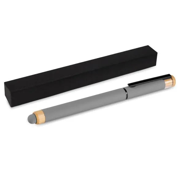 CANETA ROLLER EM ALUMÍNIO RECICLADO /  BAMBU - CINZA