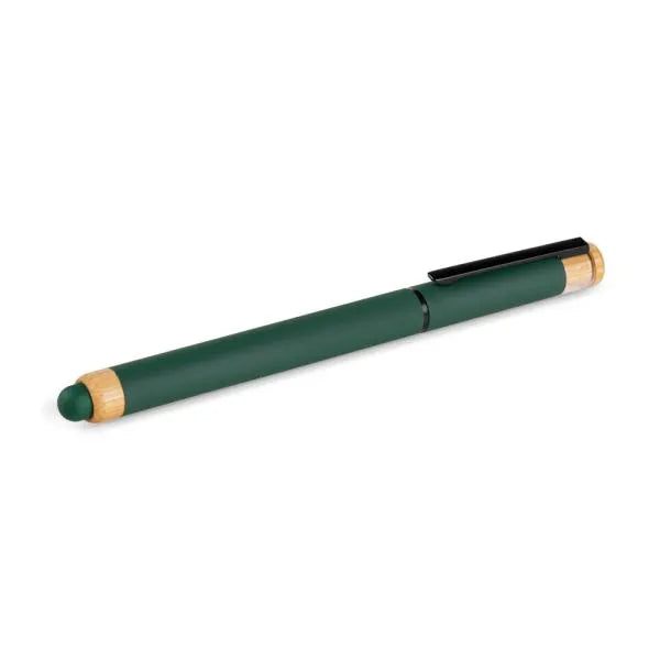 CANETA ROLLER EM ALUMÍNIO RECICLADO /  BAMBU - VERDE
