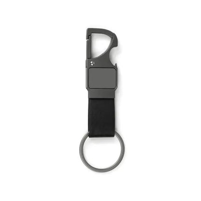 CHAVEIRO MOSQUETÃO EM METAL/PU - CINZA/PRETO