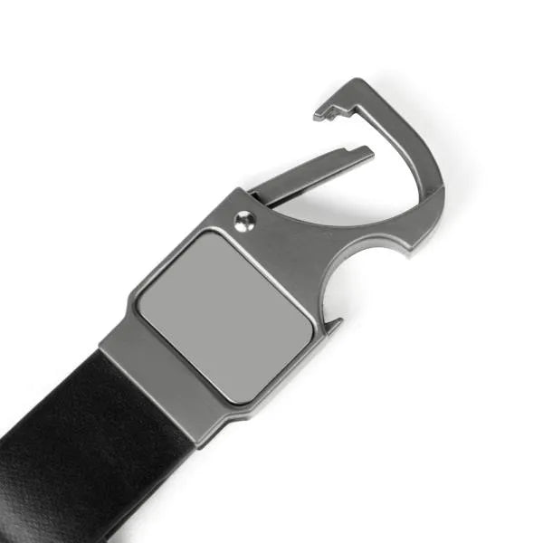 CHAVEIRO MOSQUETÃO CINZA EM METAL/PU
