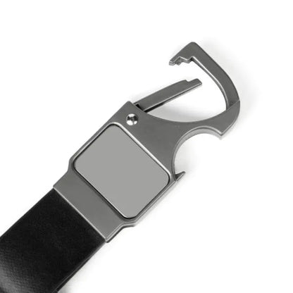 CHAVEIRO MOSQUETÃO CINZA EM METAL/PU