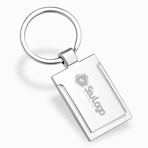 CHAVEIRO DE METAL PRATA RETANGULAR