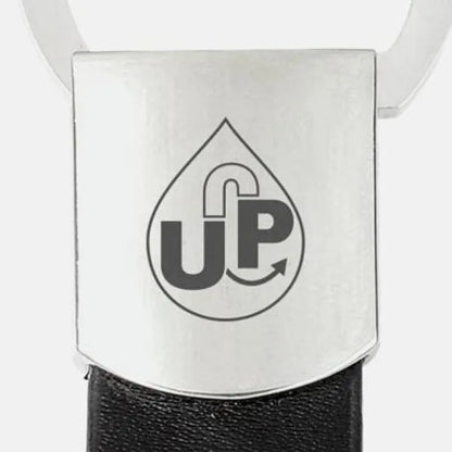 CHAVEIRO EM METAL E MATERIAL SINTÉTICO PRETO REDONDO