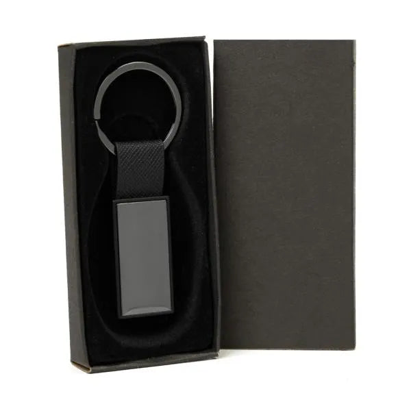 CHAVEIRO EM METAL/PU - CINZA/PRETO