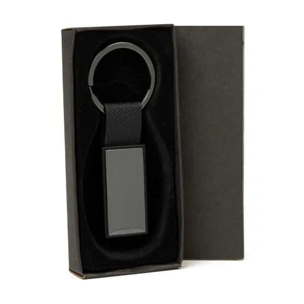 CHAVEIRO EM METAL/PU - CINZA/PRETO
