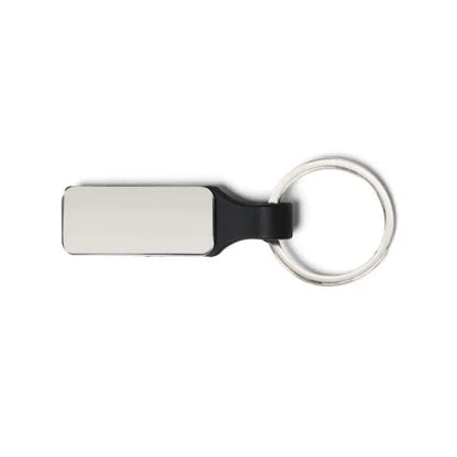 CHAVEIRO EM METAL/PU - PRATA/PRETO