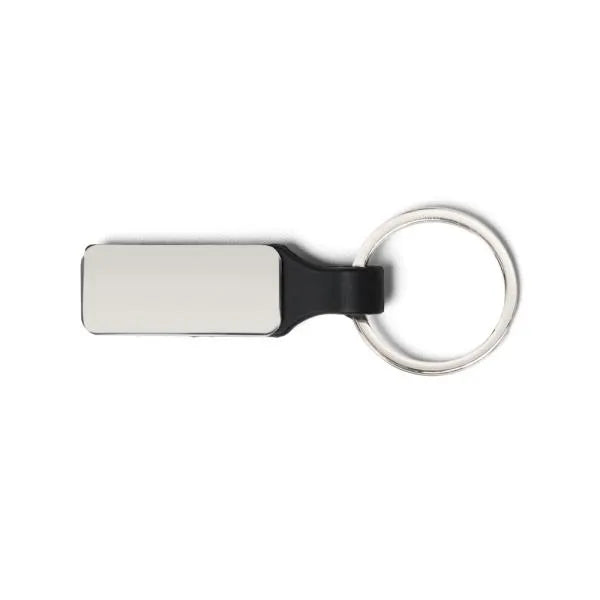 CHAVEIRO EM METAL/PU - PRATA/PRETO