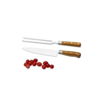 CONJ. DE FACA E GARFO PREMIUM EM MADEIRA / INOX - 2 PÇS