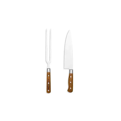 CONJ. DE FACA E GARFO PREMIUM EM MADEIRA / INOX - 2 PÇS