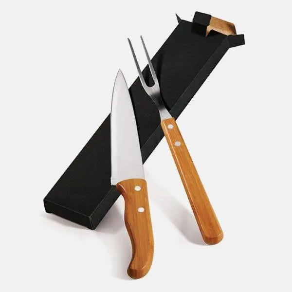 CONJ. DE GARFO E FACA 7"  EM BAMBU / MADEIRA / INOX SPECIAL LINE - 2 PÇS