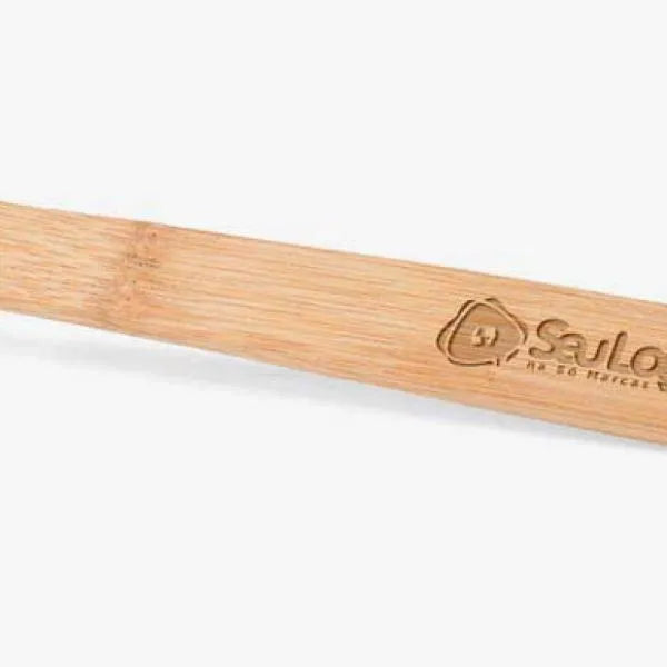 KIT UTENSÍLIOS EM BAMBU 30 CM COM AVENTAL - 5 PÇS