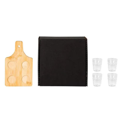 CONJ. EM BAMBU COM 4 COPOS PARA DOSE - 5 PÇS
