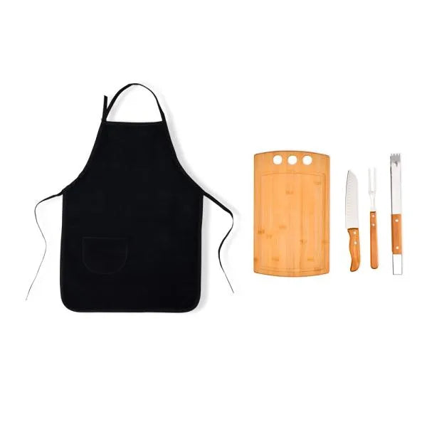 CONJ. PARA CHURRASCO COM AVENTAL - 5 PÇS