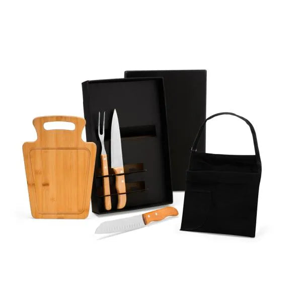 CONJ. PARA CHURRASCO COM AVENTAL - 5 PÇS