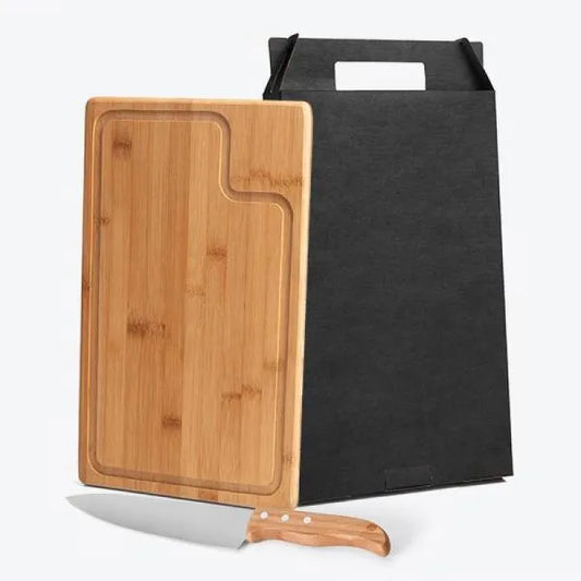 CONJ. PARA CHURRASCO EM BAMBU / MADEIRA / INOX - 2 PÇS
