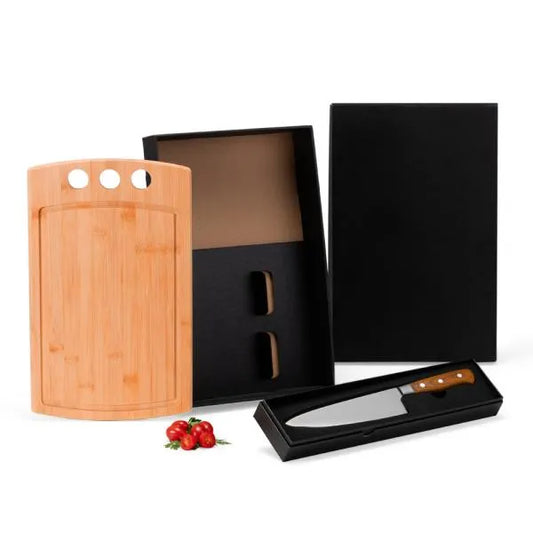 CONJ. PARA CHURRASCO PREMIUM EM BAMBU / MADEIRA / INOX - 2 PÇS