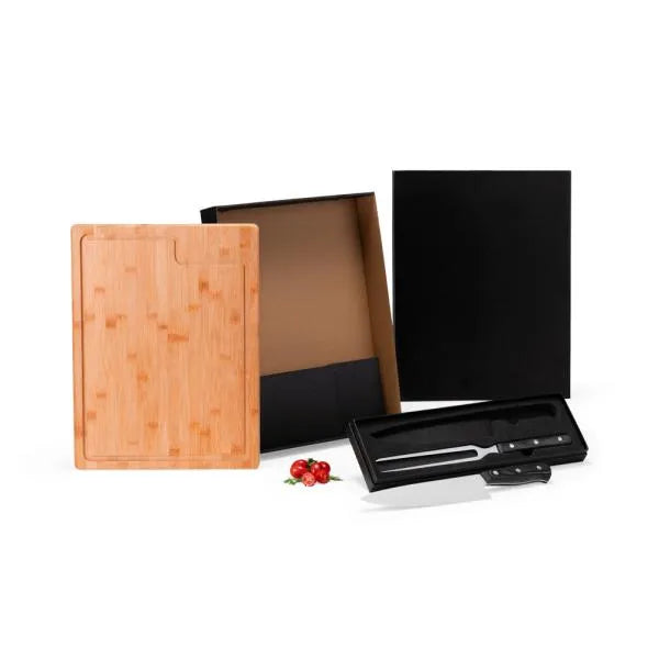CONJ. PARA CHURRASCO PREMIUM EM BAMBU / MADEIRA / INOX - 3 PÇS