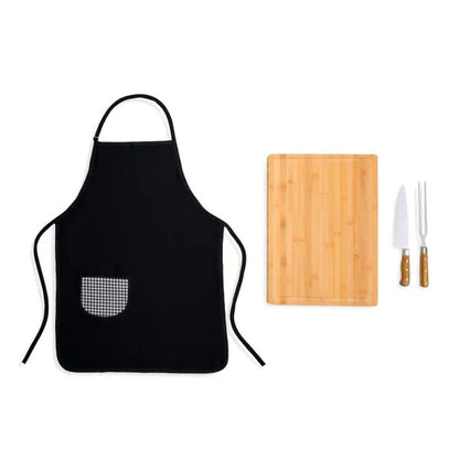 CONJ. PARA CHURRASCO PREMIUM EM BAMBU / MADEIRA / INOX - 4 PÇS