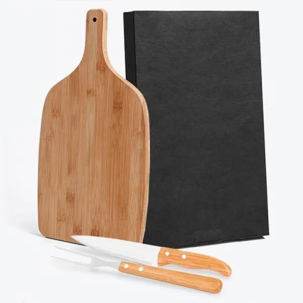 CONJ. PARA COZINHA EM BAMBU / MADEIRA / INOX - 3 PÇS