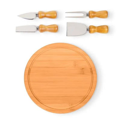 CONJ. PARA QUEIJO EM BAMBU / MADEIRA / INOX - 5 PÇS