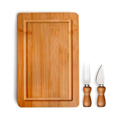 CONJUNTO PARA QUEIJO EM BAMBU/INOX - 3 PÇS