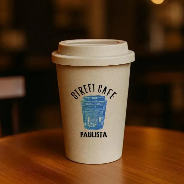 COPO EM FIBRA DE BAMBU COM TAMPA - 450ML