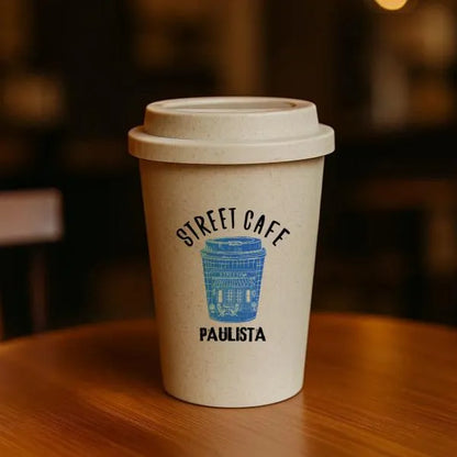 COPO EM FIBRA DE BAMBU COM TAMPA - 450ML