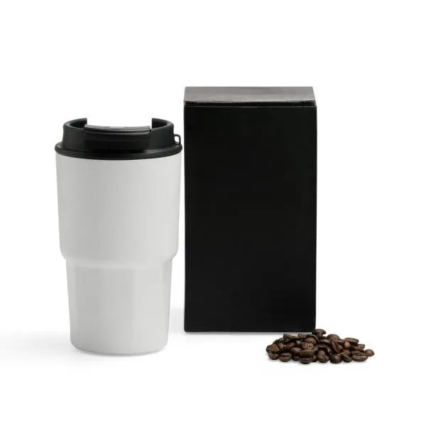COPO TÉRMICO EM AÇO INOX - BRANCO - 450 ML
