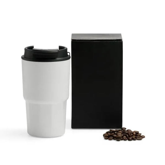 COPO TÉRMICO EM AÇO INOX - BRANCO - 450 ML