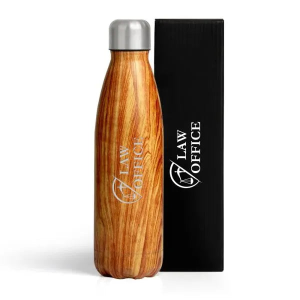 GARRAFA COM TAMPA EM AÇO INOX - AMADEIRADO - 750ML