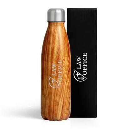 GARRAFA COM TAMPA EM AÇO INOX - AMADEIRADO - 750ML
