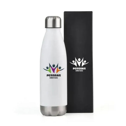 GARRAFA COM TAMPA EM AÇO INOX - BRANCA - 750ML