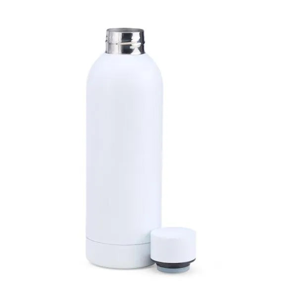 GARRAFA EM INOX PAREDE DUPLA - BRANCA - 500 ML