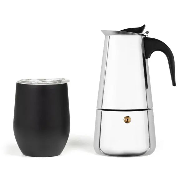 KIT CAFETEIRA ITALIANA E COPO TÉRMICO - 2 PÇS
