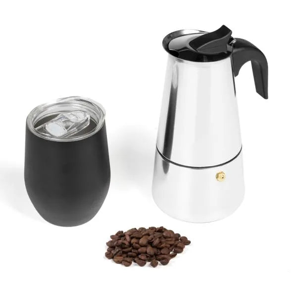 KIT CAFETEIRA ITALIANA E COPO TÉRMICO - 2 PÇS