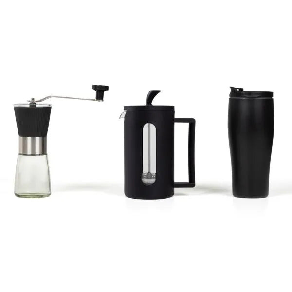 KIT CAFETEIRA, MOEDOR E COPO DUPLA CAMADA - 3 PÇS