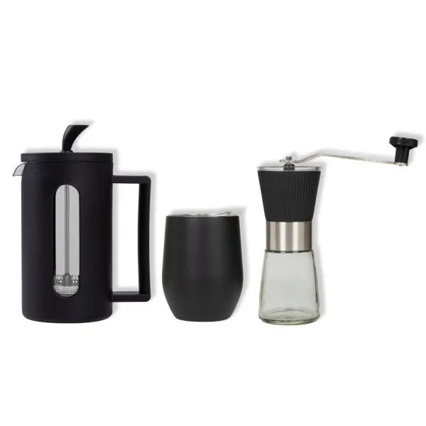 KIT CAFETEIRA, MOEDOR E COPO TÉRMICO - 3 PÇS
