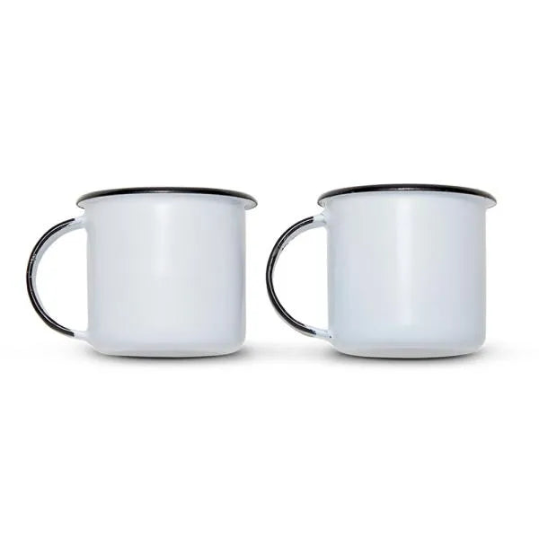 KIT CANECAS EM ALUMÍNIO ESMALTADO BRANCO - 70ML - 2 PÇS