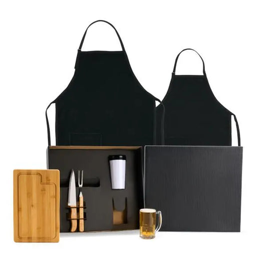 KIT CHURRASCO / CERVEJA EM BAMBU / MADEIRA / INOX - 7 PÇS