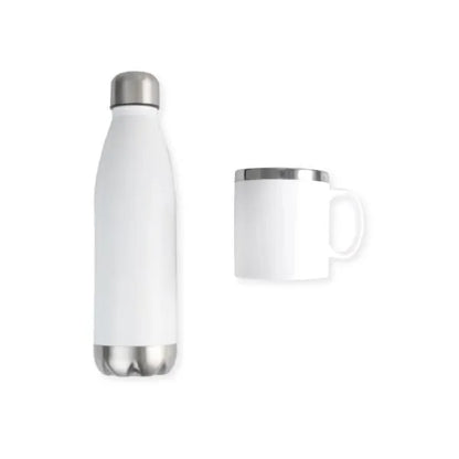 KIT COM GARRAFA E CANECA BRANCA
