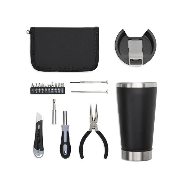 KIT COPO TÉRMICO E CONJUNTO DE FERRAMENTAS - 17 PÇS