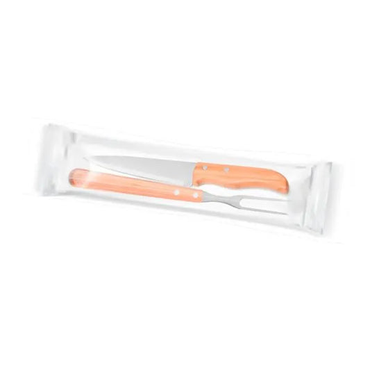 KIT DE GARFO E FACA 7"  EM BAMBU / MADEIRA / INOX - 2 PÇS