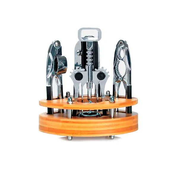 KIT DE UTENSÍLIOS COM BASE EM BAMBU - 5 PÇS