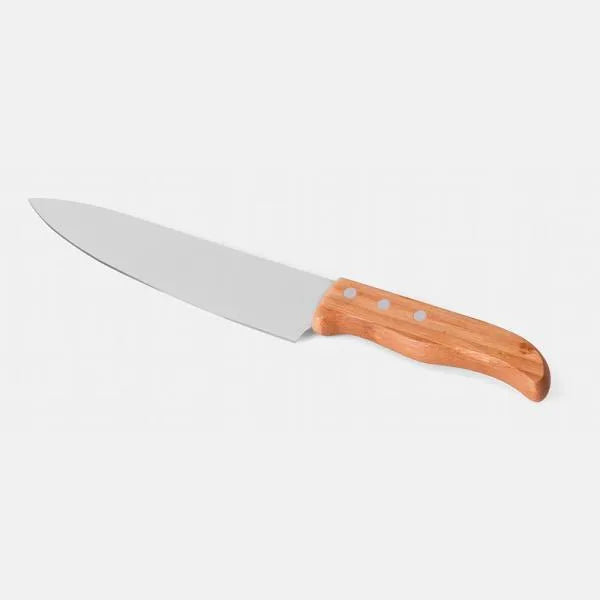 CONJ. GARFO, FACA E CHAIRA EM BAMBU / MADEIRA / INOX COM ESTOJO - 4 PÇS