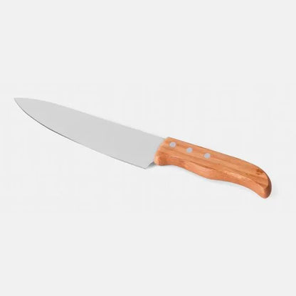 CONJ. GARFO, FACA E CHAIRA EM BAMBU / MADEIRA / INOX COM ESTOJO - 4 PÇS