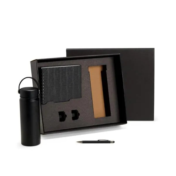 KIT GARRAFA, CADERNO E CANETA - 3 PÇS