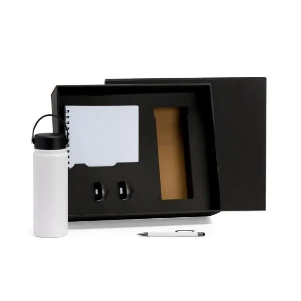 KIT GARRAFA, CADERNO E CANETA - 3 PÇS