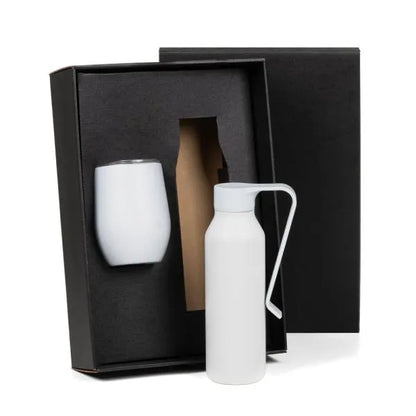 KIT GARRAFA E COPO TÉRMICO - BRANCO - 2 PÇS