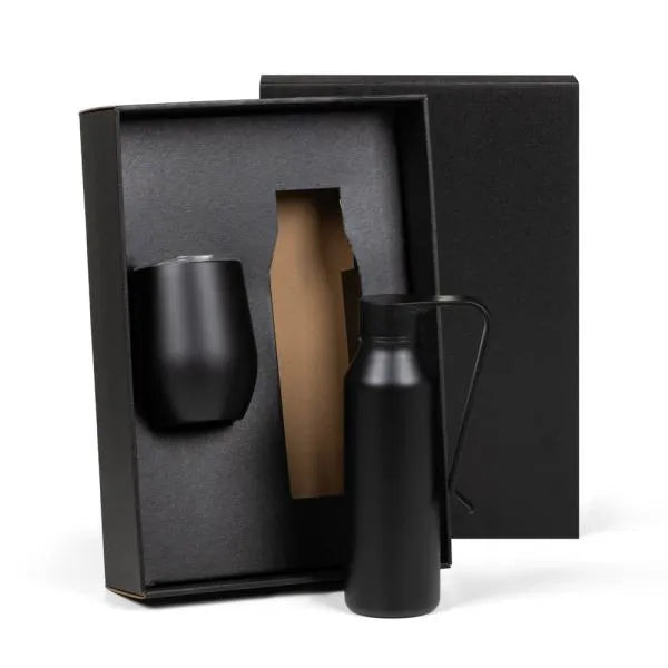 KIT GARRAFA E COPO TÉRMICO - PRETO - 2 PÇS