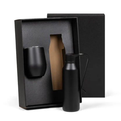 KIT GARRAFA E COPO TÉRMICO - PRETO - 2 PÇS